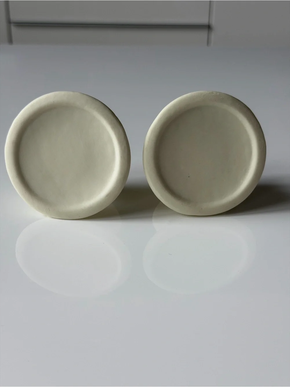 Vintage Matte Ceramic Ivory Floral Candle Holders - Set of 2